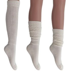 Women's Extra Long Heavy Slouch Cotton Socks 1 Pair (Color: Ivory)