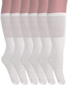 6 Pairs Men's and Women's Cotton Knee High Tube Socks Size 9-15 for (Color: White, size: 9-15)